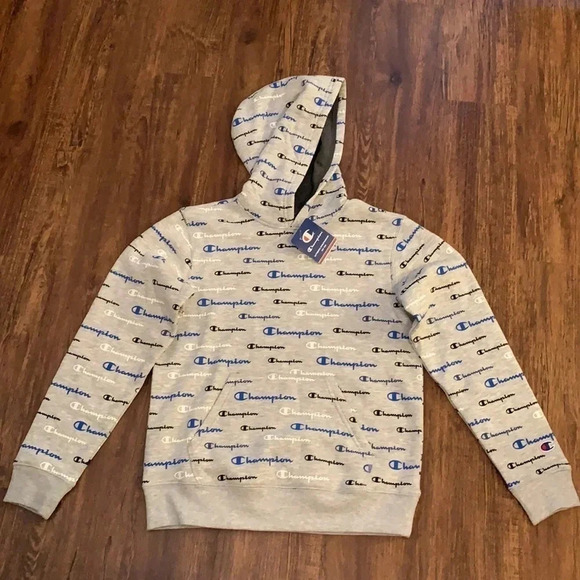 Champion Logo Hoodie Size Large Grey New - Picture 3 of 10